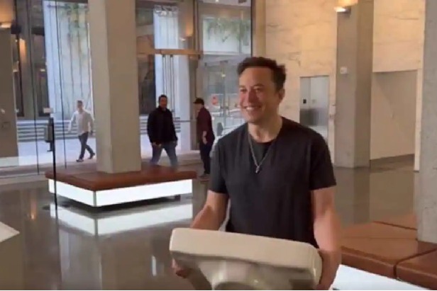 Chief Twit Elon Musk carries sink into Twitter HQ ahead of 44 billion dollars buyout deadline