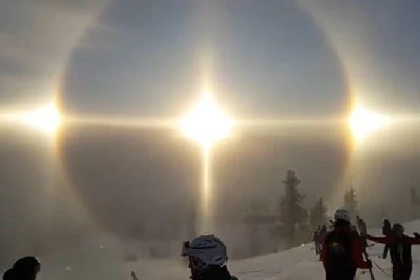 Beautiful sun halo shows over a mountain in Sweden Video will leave you stunned