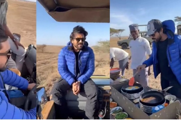 Ram Charan travels to Tanzania with wife Upasana drives open jeep and cooks meal outdoors