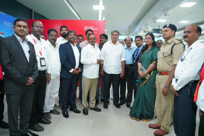 ysrcp and tdp mps attends launch of Air India Express flight from Vijayawada to Sharjah