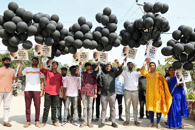Protests in Telangana against PM Modi's visit