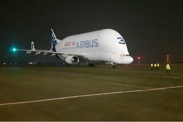Airbus Beluga lands at Hyderabad airport