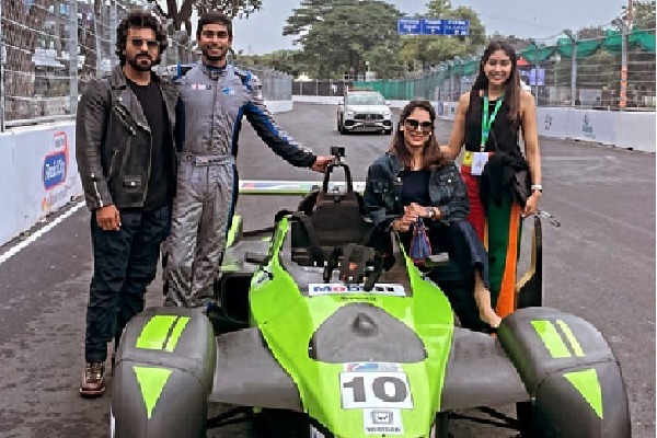Ram Charan and Upasana attends Indian Racing League at Hussain Sagar 