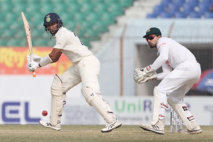 Pujara makes ton as Team India set Bangladesh 513 runs target