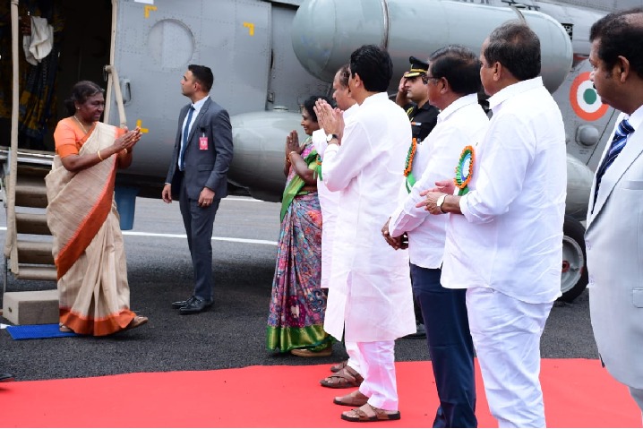 President Droupadi Murmu arrives Sraisailam