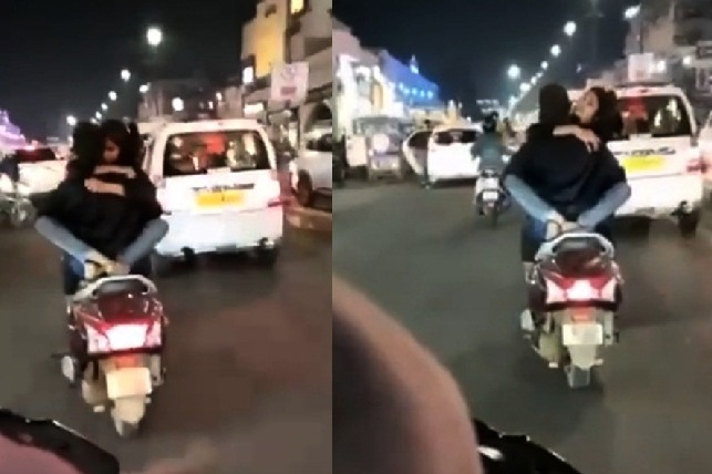 Lucknow police searching for couple romancing on two-wheeler after video goes viral