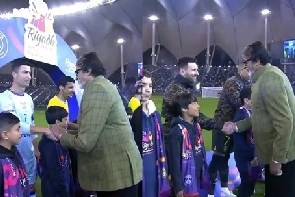 Ronaldo and Messi meet Amitabh Bachchan ahead of PSG vs Saudi All Star XI match