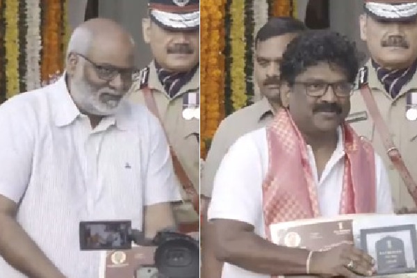 Governor Tamilisai felicitates MM Keeravani and Chandrabose 