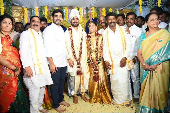 Nara Lokesh attends Kalava Srinivasulu son marriage in Tirumala