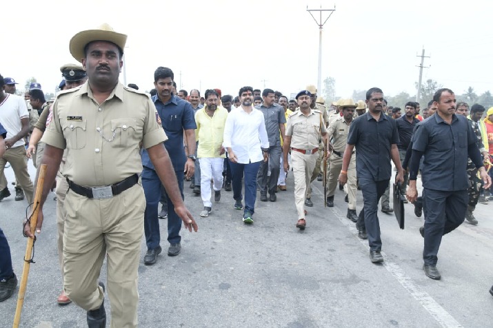Karnataka police security for Nara Lokesh padayatra