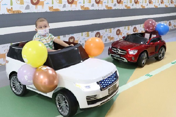 Turkish hospital uses toy cars to take kids with cancer for treatment watch vedio