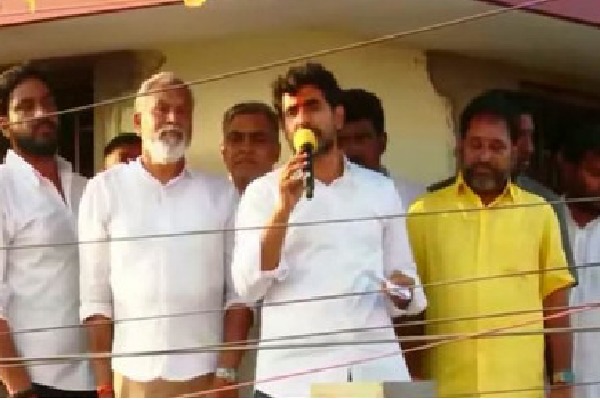 Lokesh gives speech from a building after police denied permission 