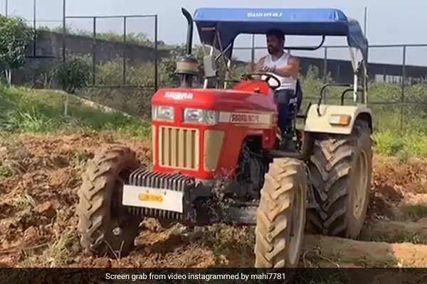 MS Dhoni Shares Video Of Him Ploughing Farm With Tractor