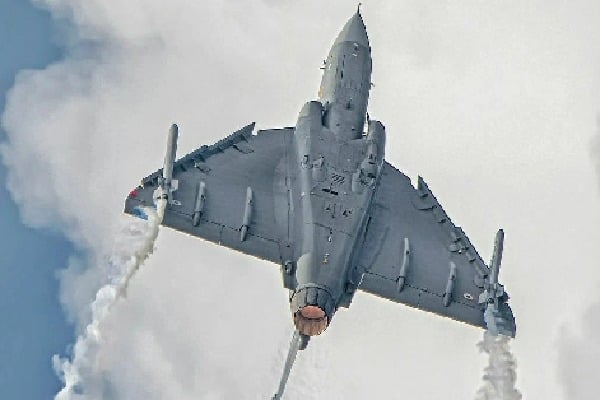 LCA Tejas at the centre stage of 'India Pavilion' at Aero India 2023
