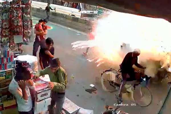 E Rickshaw Blows Up During Firecracker Drop In Noida