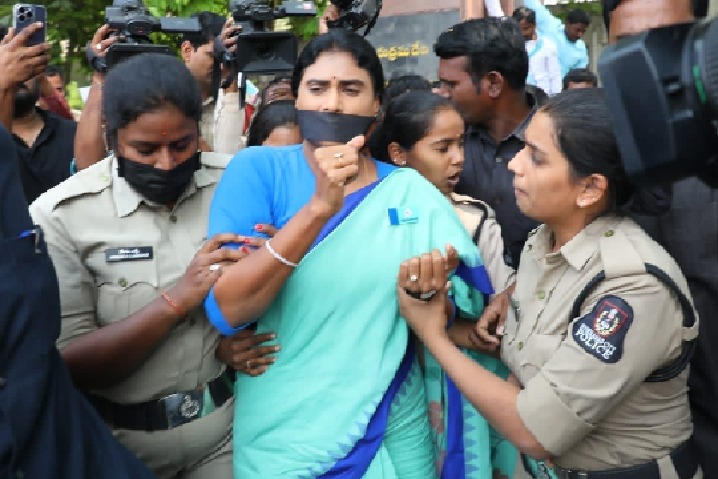 YSRTP chief YS Sharmila detained taken into preventive custody