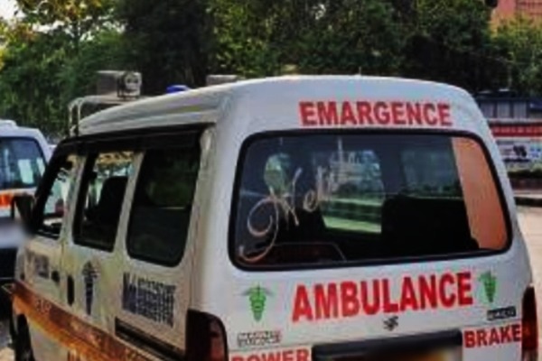 Ambulance carrying patient catches fire in Andhra