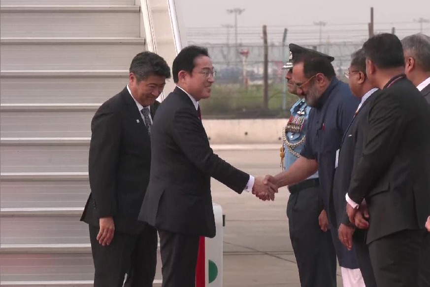 Japanese PM Fumio Kishida arrives in India for bilateral talks