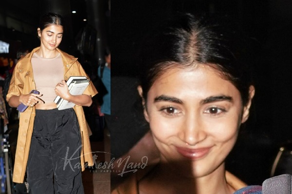 Pooja Hegde arrived in Hyderabad to join SSMB28 shoot