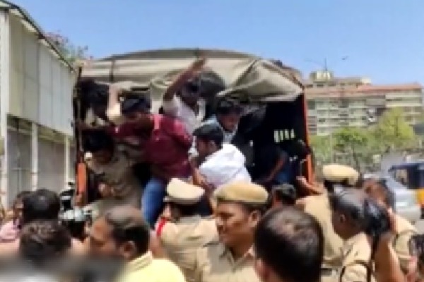 ABVP workers tried to attack Pragathi Bhavan