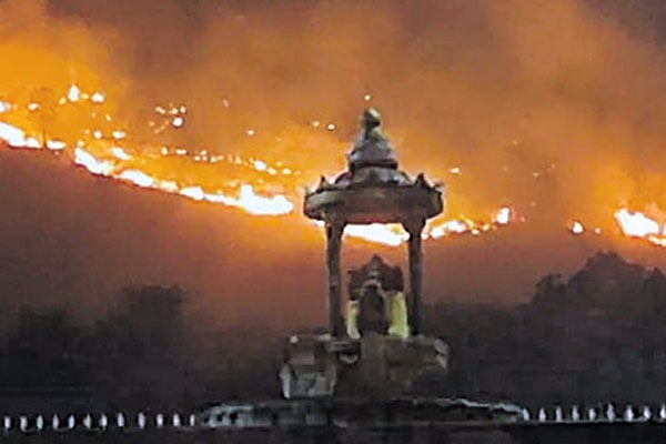 Wild Fire in Srikalahasti Kailasagiri