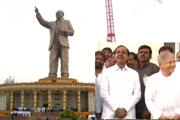 CM KCR unveils Ambedkar statue in Hyderabad 