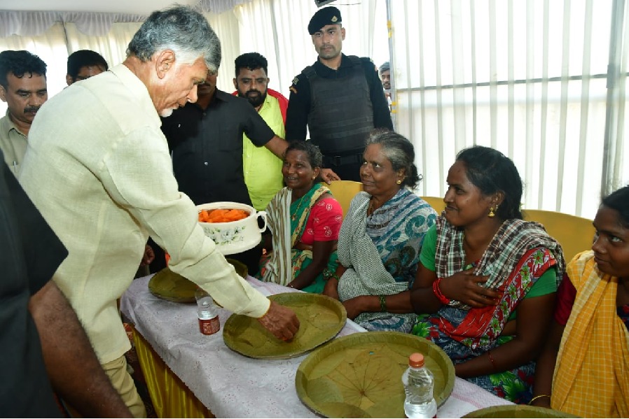 Chandrababu serves lunch to people in his birthday celebrations 