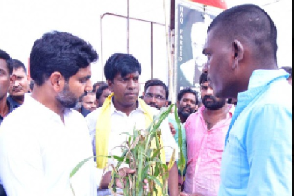 Nara Lokesh questiones YS jagan over compensation for farmers