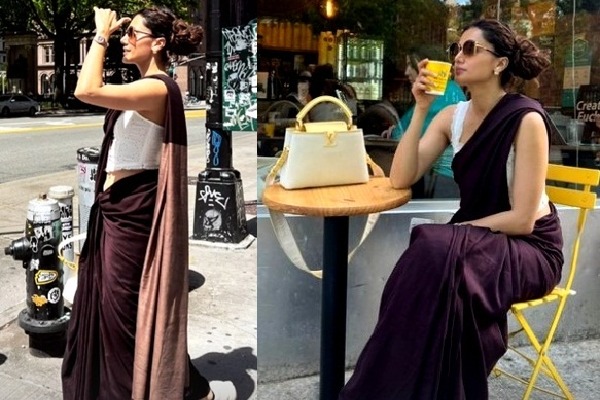 Taapsee Pannu saunters in a saree while vacationing in New York