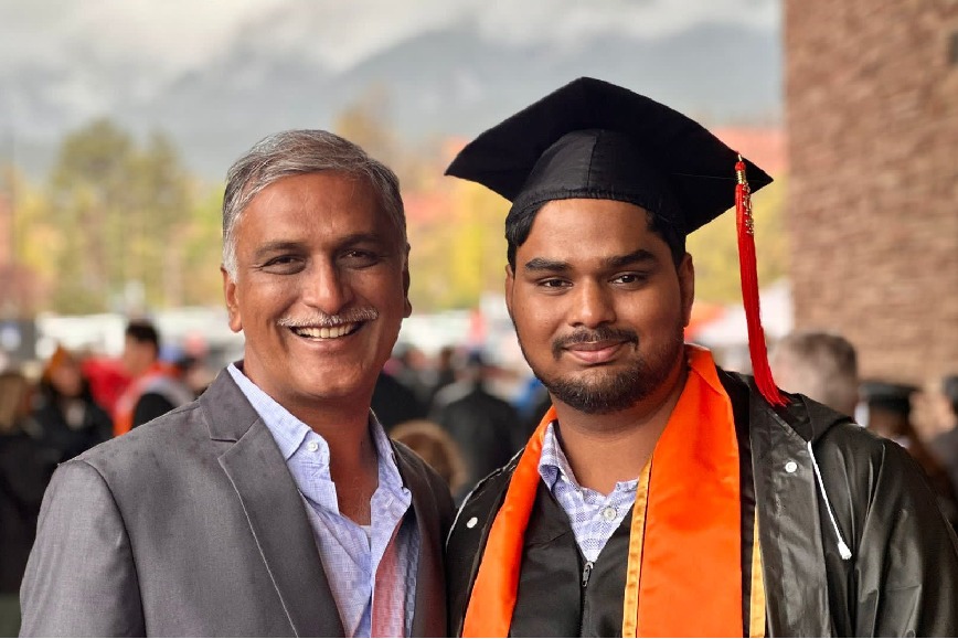 Harish Rao feels happy after his son Archishman taken graduation certificate from Colorado University 