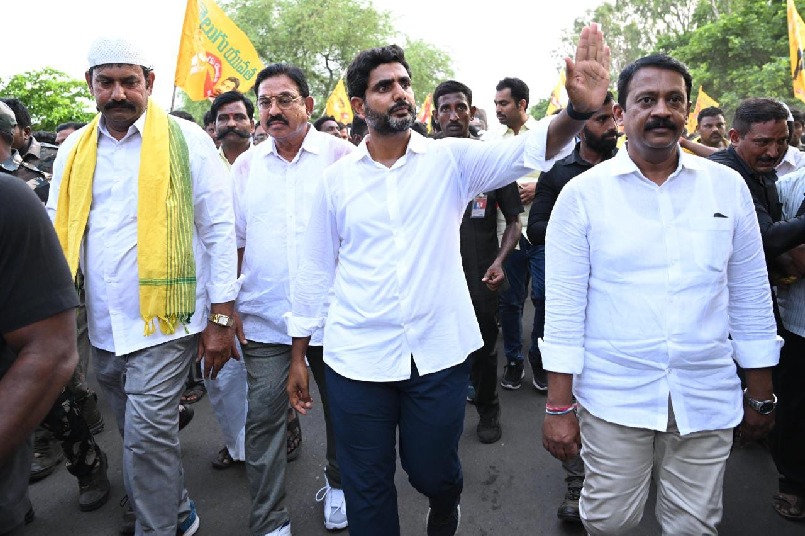 Lokesh Yuvagalam Padayatra enters in Srisailam constituency 