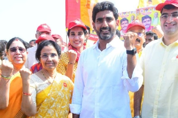 Lokesh's mother joins his padyatra on 100th day