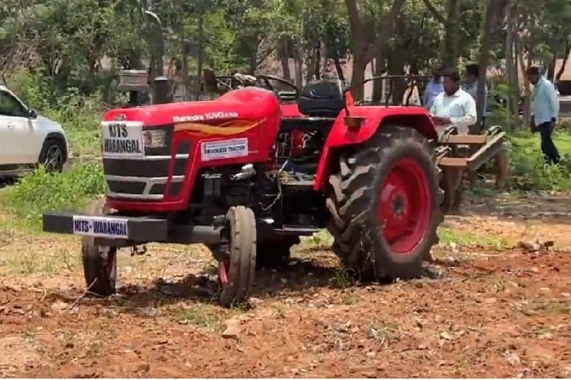 minister KTR impressed with autonomous Tractor developed by the team at KITS