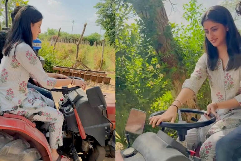 Big B's granddaughter Navya drives a tractor in Gujarat village, posts video