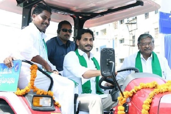 Jagan drives tractor