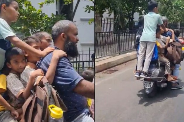 Mumbai man rides scooter with 7 children arrested