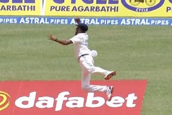 Siraj takes stunning catch in India vs West Indies 1st Test