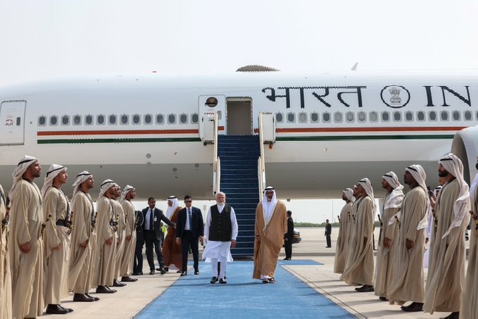 PM Modi arrives in UAE, looks forward to bilateral talks to deepen ties