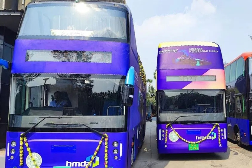Empty Double Decker Buses Roaming in Hyderabad