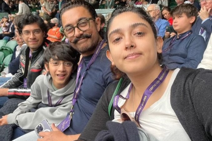 Aamir Khan joined by daughter Ira, sons Junaid and Azad for Wimbledon finals