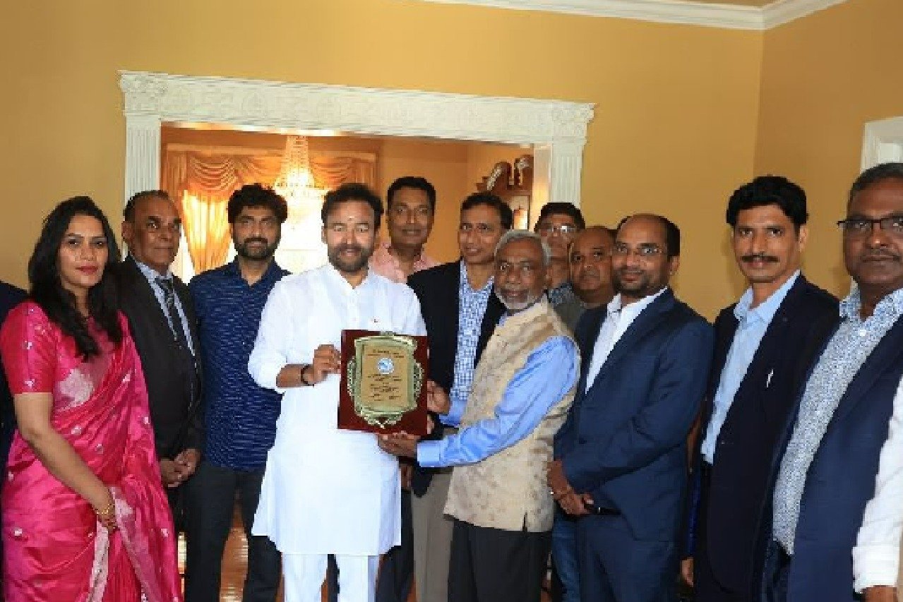 kishan reddy recieves Leadership Award from The US India SME Council
