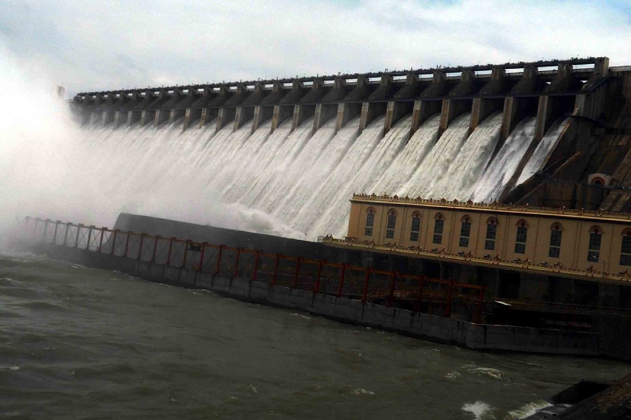 Flood water level raises at Nagarjuna Sagar dam