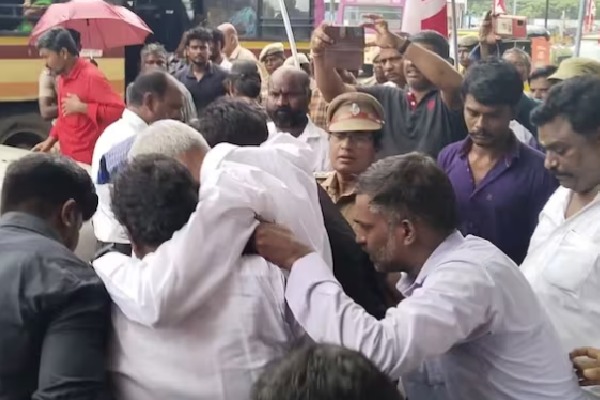 D Raja faints during protest against Centre over Manipur situation