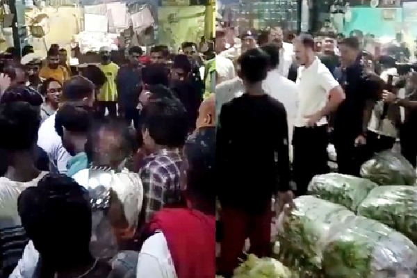 rahul gandhi interacts with vegetable fruit vendors at delhis azadpur mandi