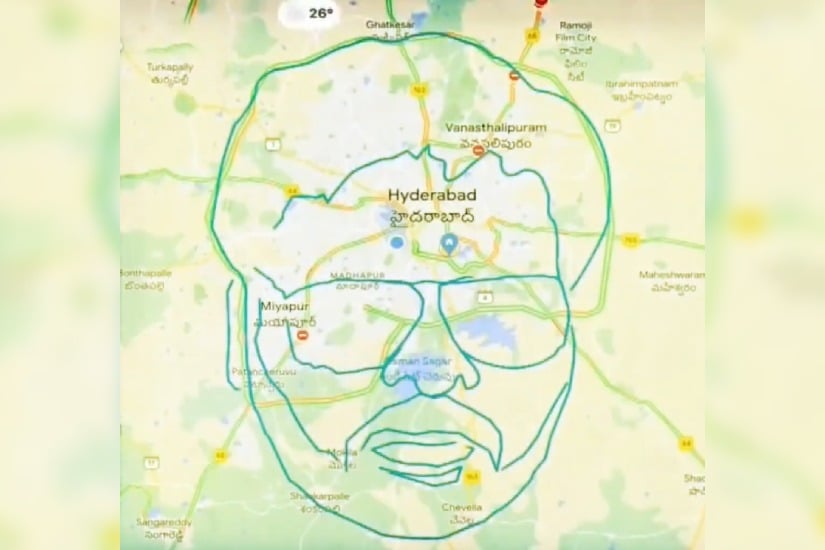 Megafans tour of hyderabad creates chiranjeevi potrait on google maps 