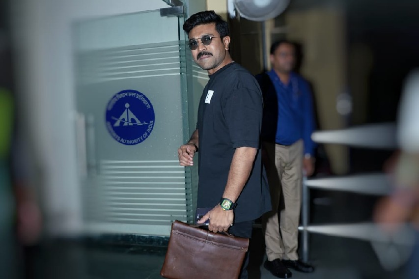 Ram Charan spotted at Shamshabad airport 