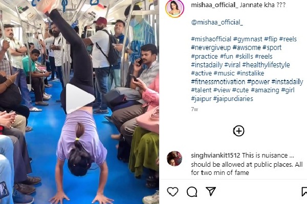 Woman performs somersault inside metro video sparks debate