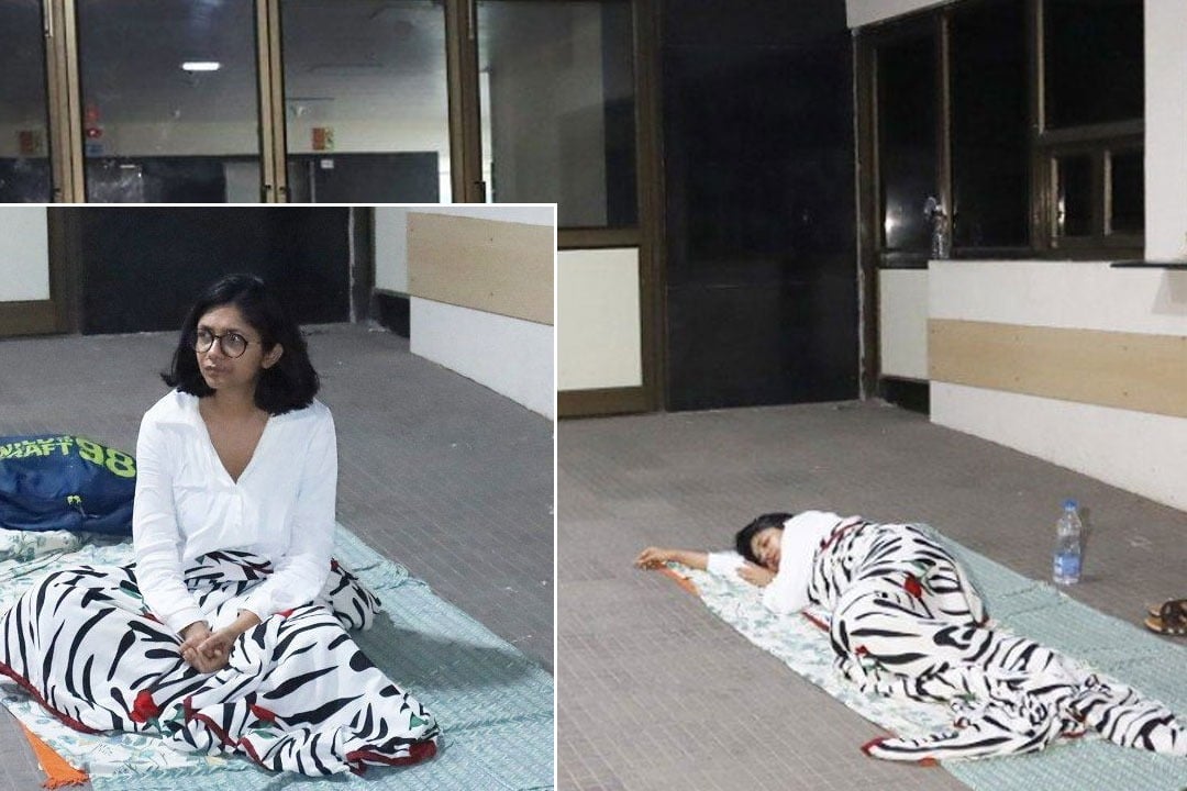 Delhi Women panel chief Swati Maliwal sleeps at hospital