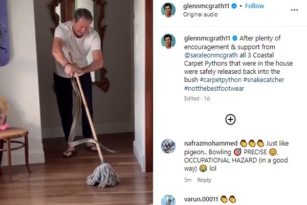 Glenn McGrath catches python in home shares video of daring rescue