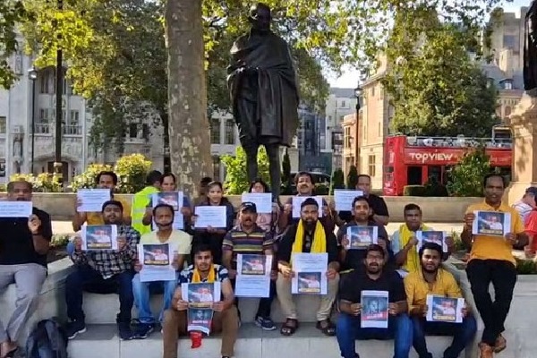 Protest Erupts in London as NRIs Condemn Arrest of TDP Chief Chandrababu